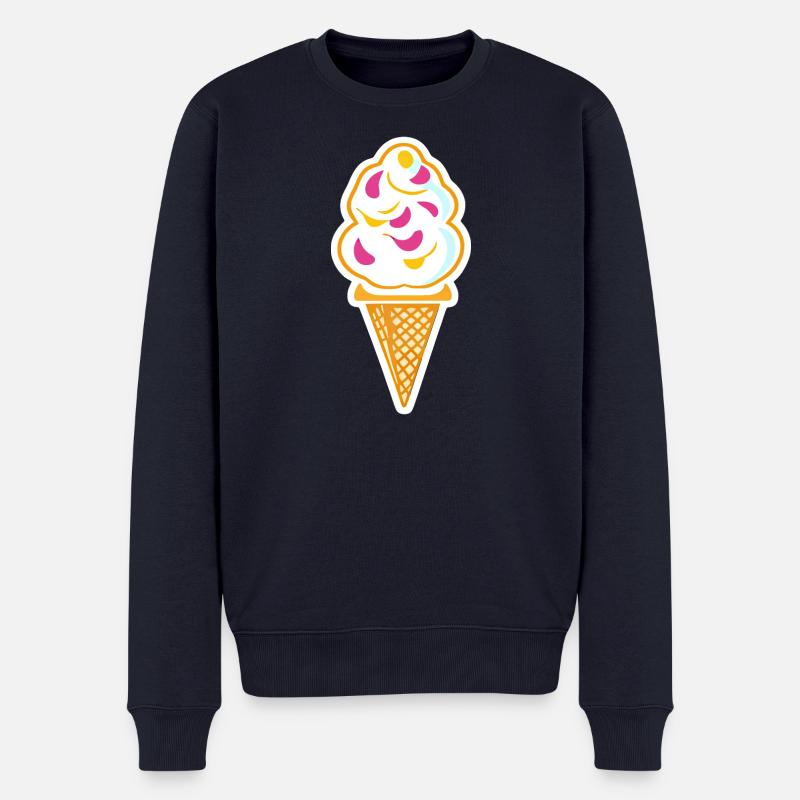 Eis, Eiscreme - Männer Premium Bio Pullover - Navy