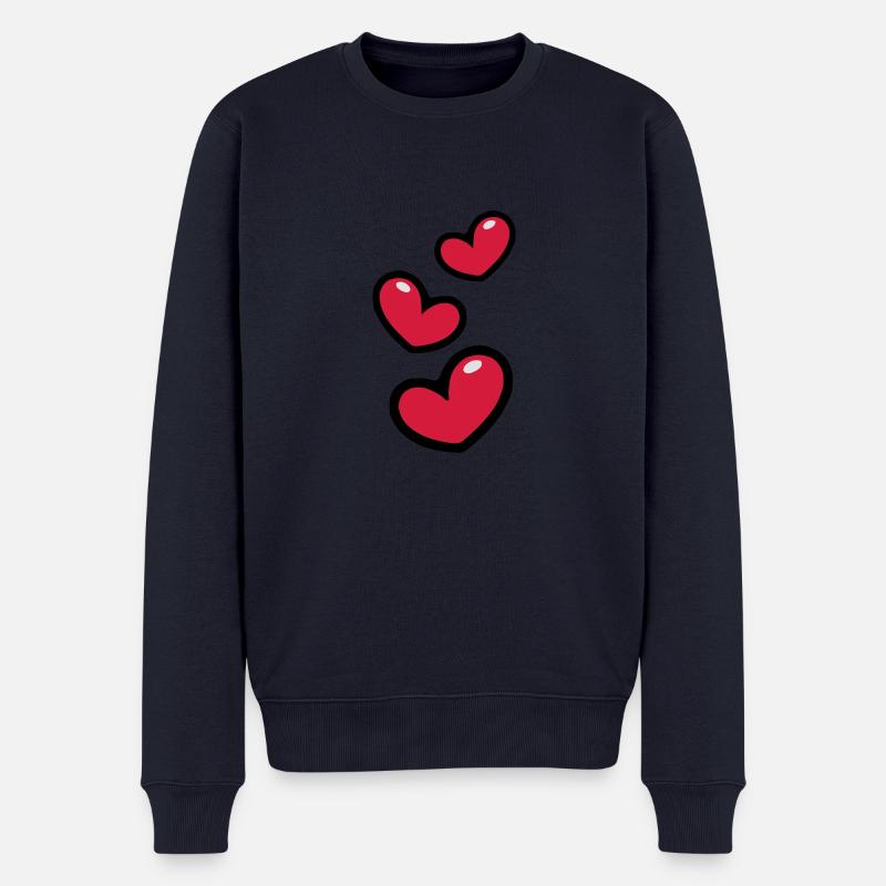 Herzen/Hearts - Männer Premium Bio Pullover - Navy