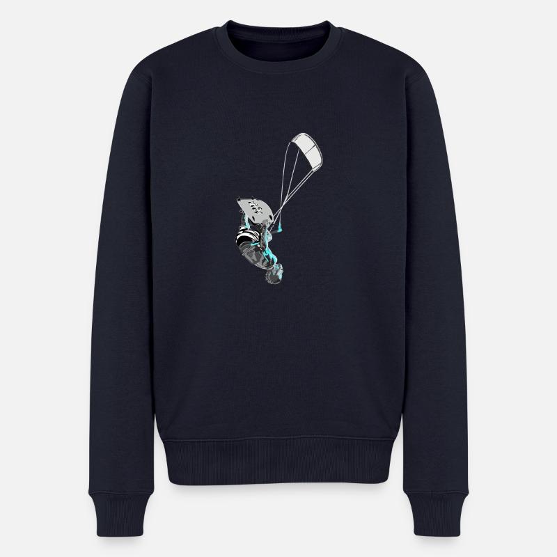 Kiteboarder 1 - Männer Premium Bio Pullover - Navy
