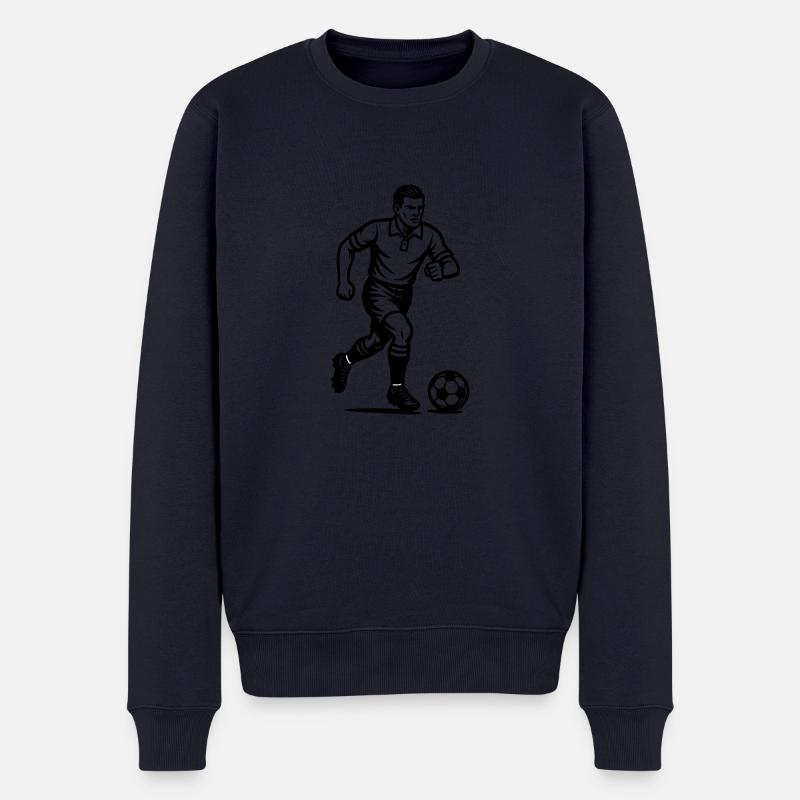 Fussballer Stürmer - Männer Premium Bio Pullover - Navy