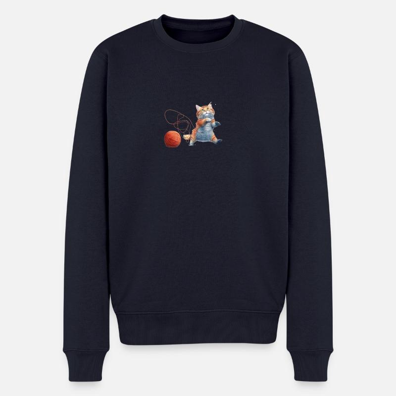 Chat avec de la laine - Pull Premium bio Homme - bleu marine