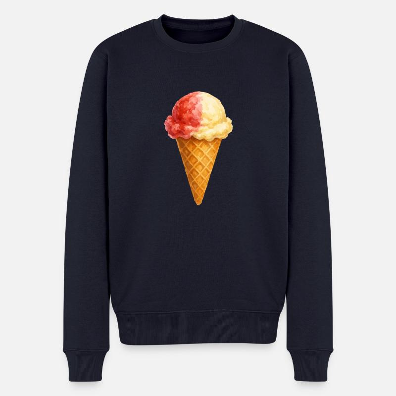 eis erdbeer vanille - Männer Premium Bio Pullover - Navy