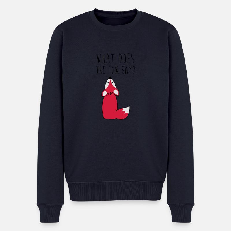 What does the fox say? - Männer Premium Bio Pullover - Navy