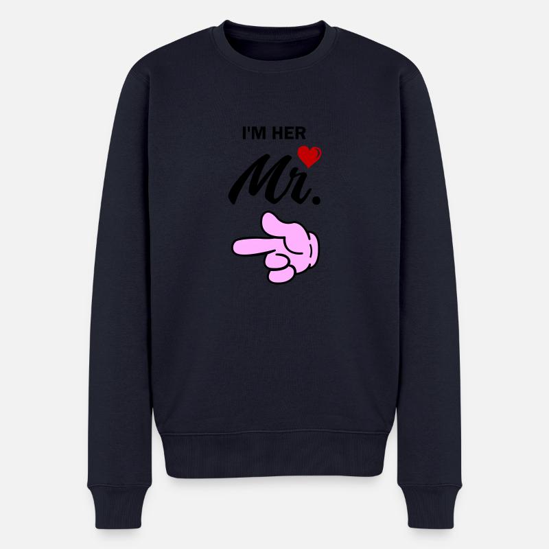 im her mr - Männer Premium Bio Pullover - Navy