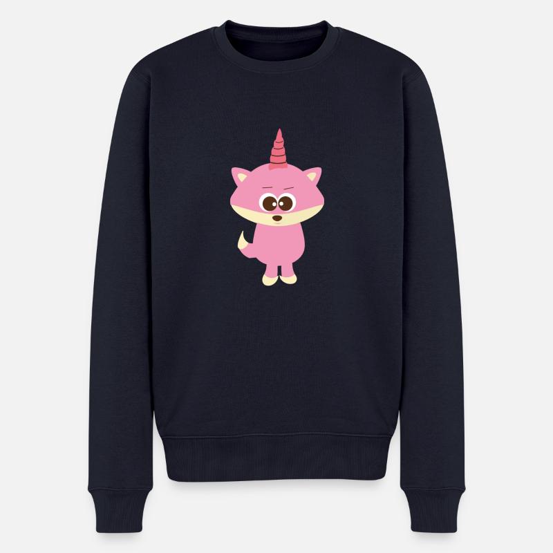 Pinky Einhorn - Männer Premium Bio Pullover - Navy