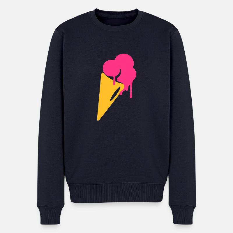 eis, Eiskrem, waffel, Sommer - Männer Premium Bio Pullover - Navy
