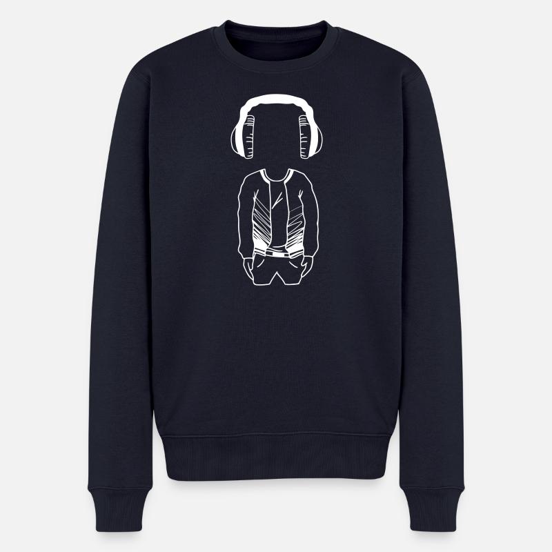 Musiklover weiß - Männer Premium Bio Pullover - Navy