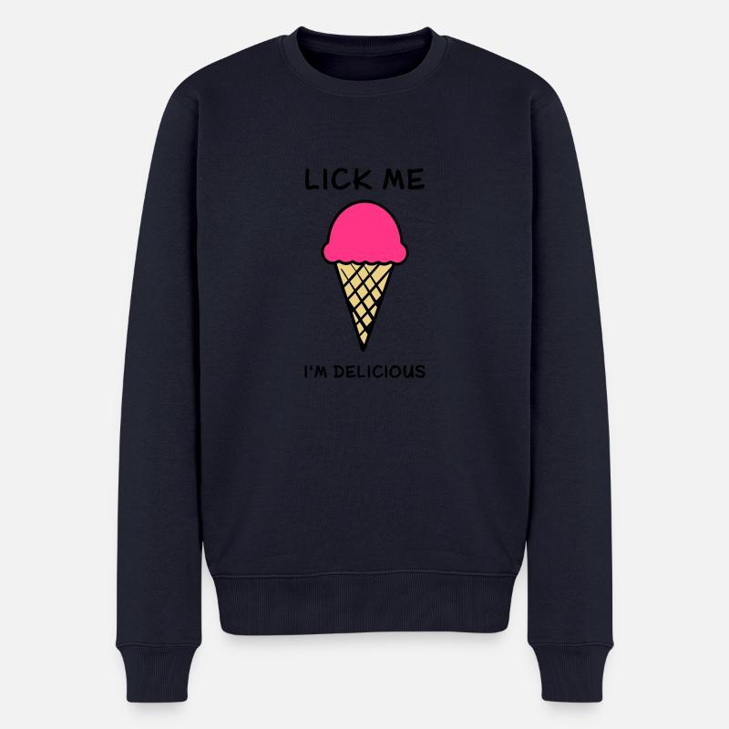lick me i'm delicious - Männer Premium Bio Pullover - Navy