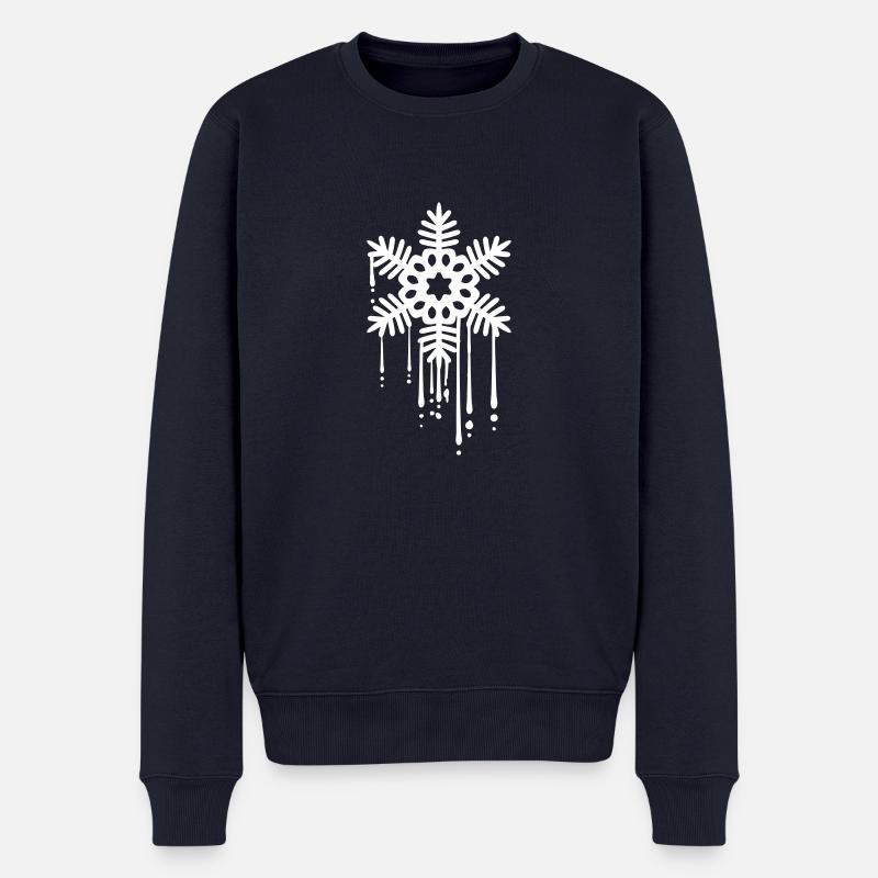 Tropfen Graffiti Schneestern - Männer Premium Bio Pullover - Navy
