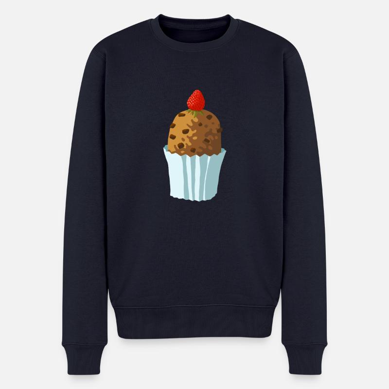 schmackhaftes Schokotörtchen mit Erdbeere - Männer Premium Bio Pullover - Navy