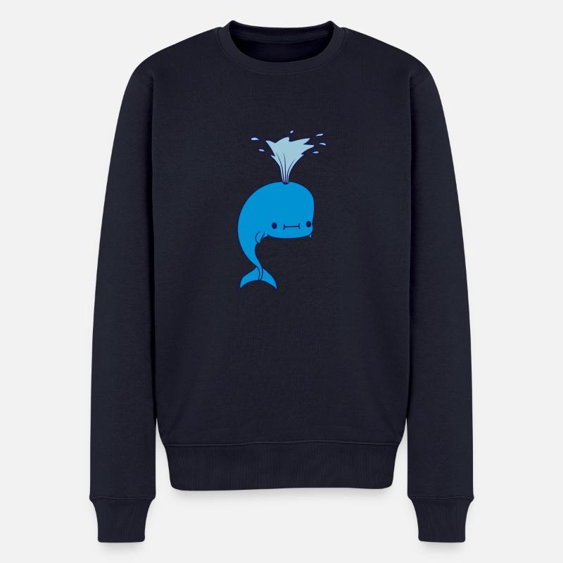 Wasser spritzender Wal - Männer Premium Bio Pullover - Navy