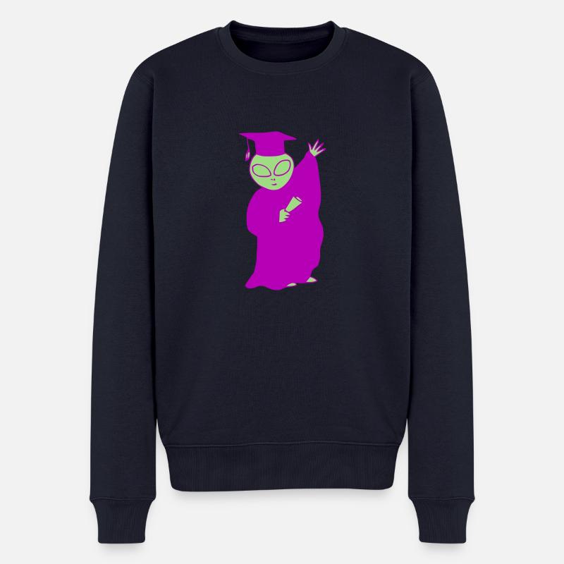 Graduation Alien - Männer Premium Bio Pullover - Navy