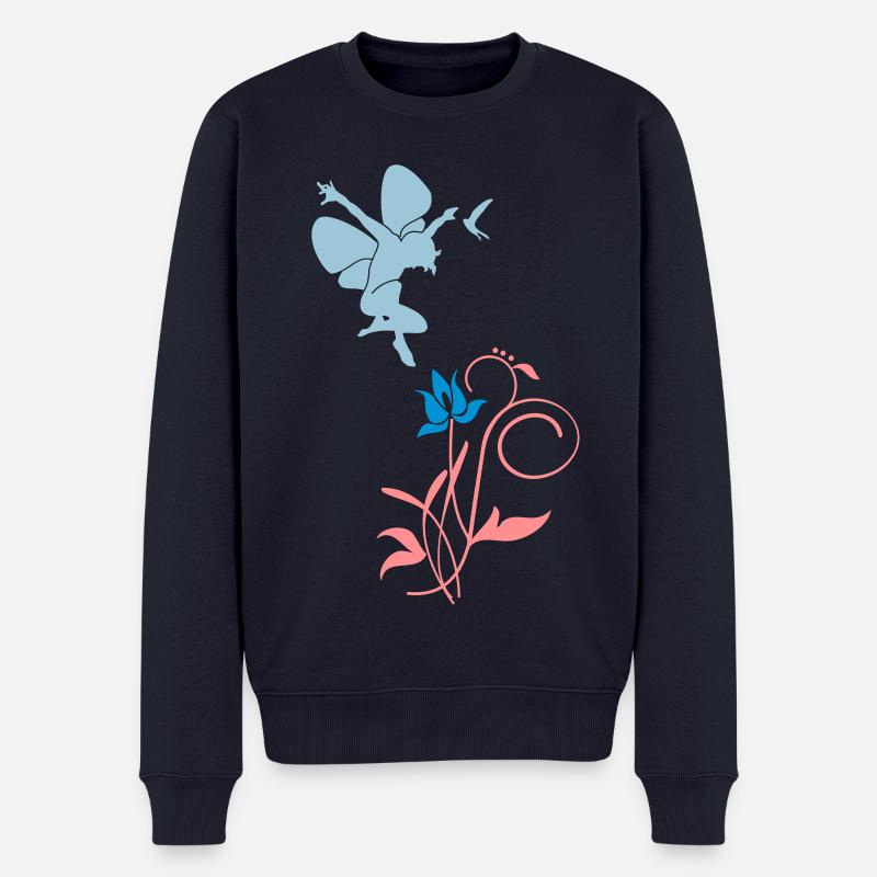 Orchidee / orchid (2c) - Männer Premium Bio Pullover - Navy