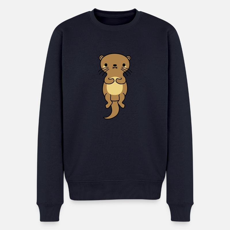 netter schwimmender otter - Männer Premium Bio Pullover - Navy