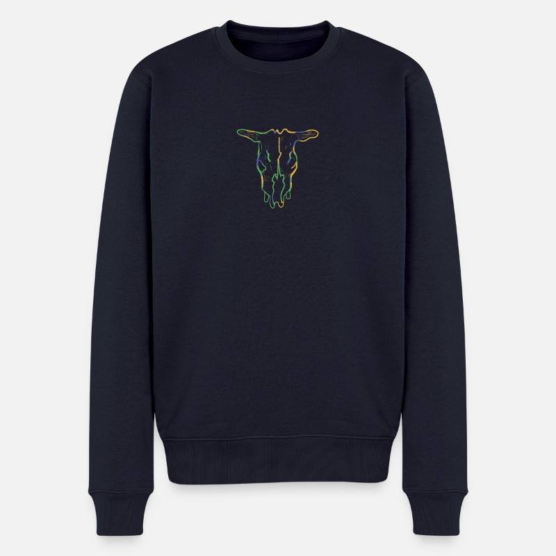 Bunter Schädel, Tierschädel - Männer Premium Bio Pullover - Navy