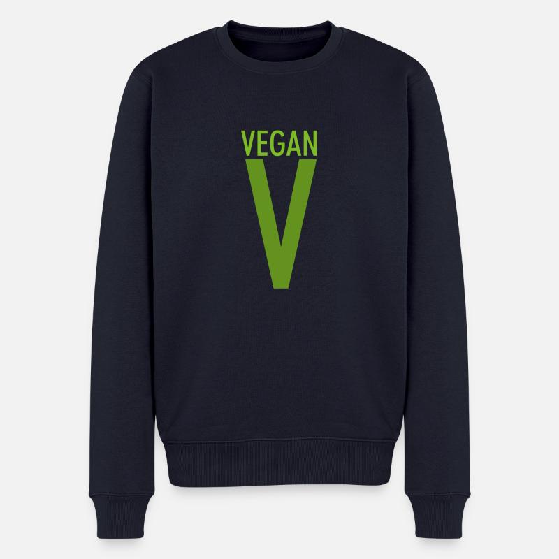 VEGAN V - Männer Premium Bio Pullover - Navy