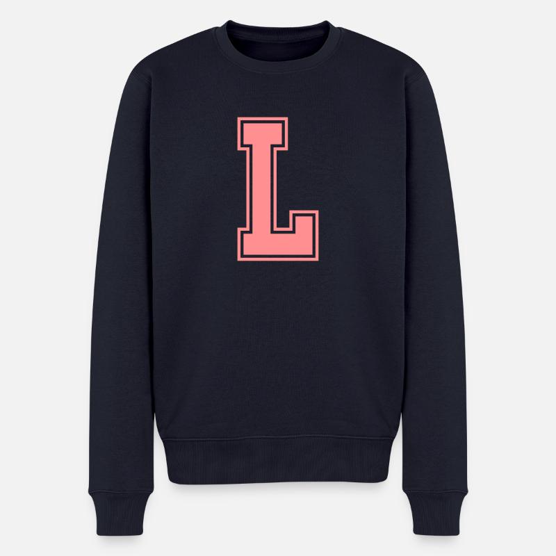 Buchstabe L - Männer Premium Bio Pullover - Navy