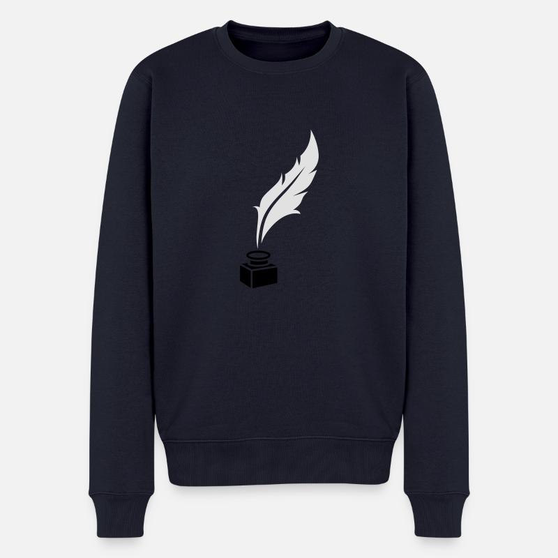 Schreibfeder - Männer Premium Bio Pullover - Navy