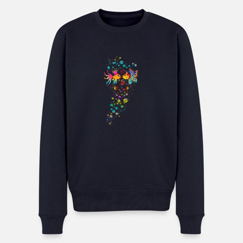Fische, Wasser, Liebe, Blubberblasen, Valentinstag - Männer Premium Bio Pullover - Navy