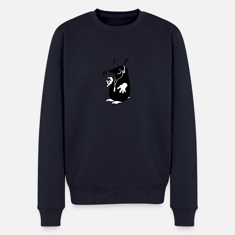Maulwurf mit MP3-Man - Männer Premium Bio Pullover - Navy