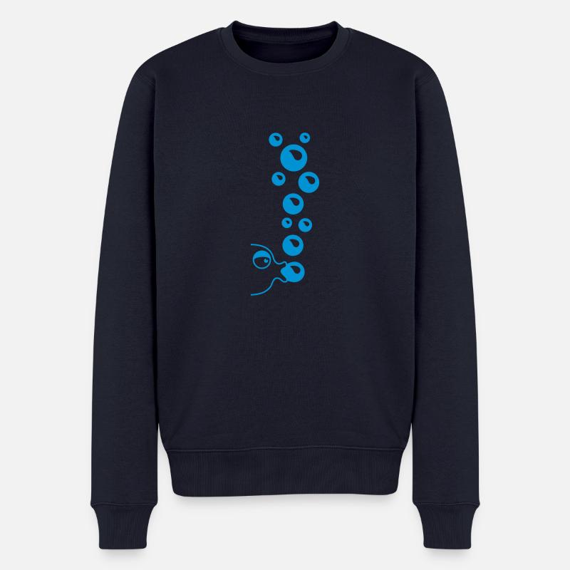 fishbubbles - Pull Premium bio Homme - bleu marine