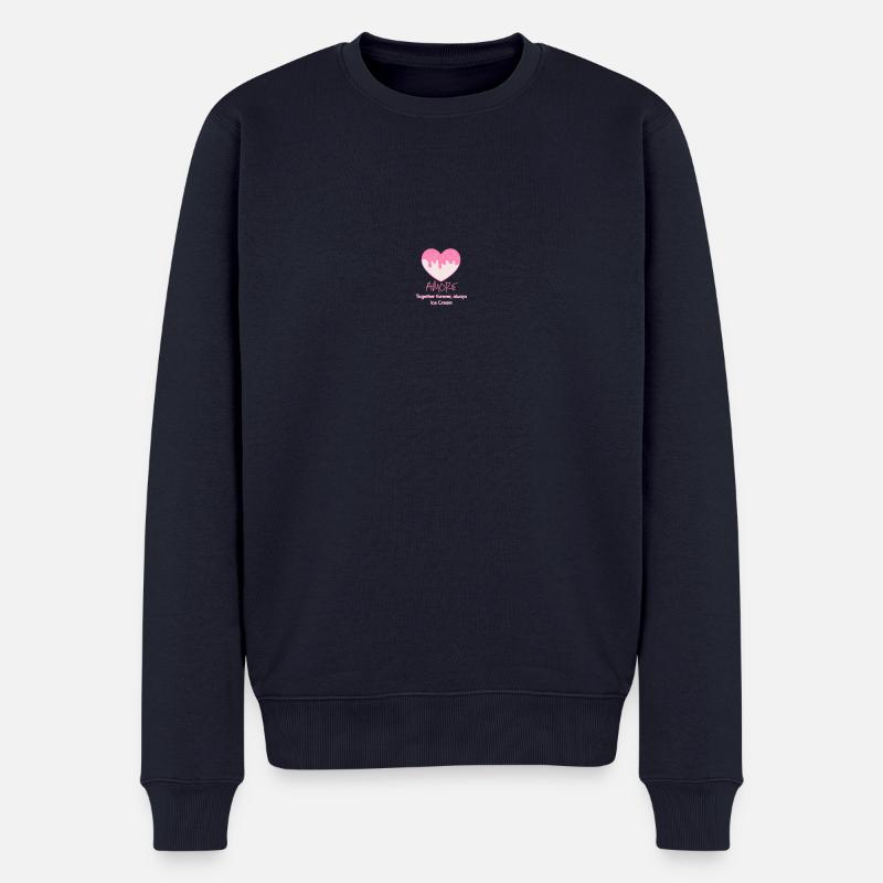 Herz-Eiscreme-rosa Logo - Männer Premium Bio Pullover - Navy