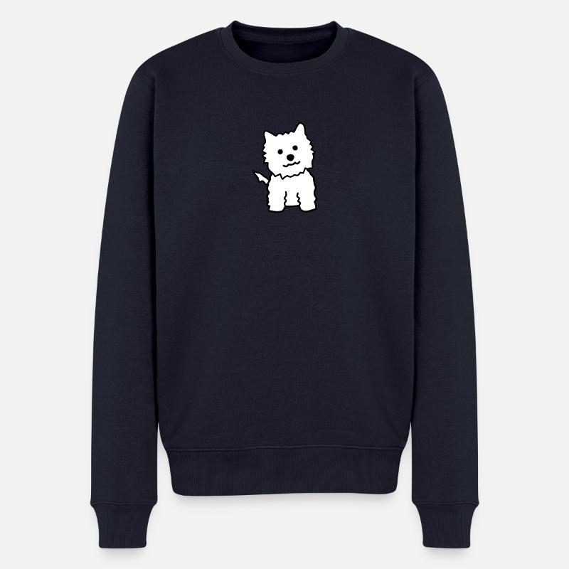 west highland white terrier - Pull Premium bio Homme - bleu marine