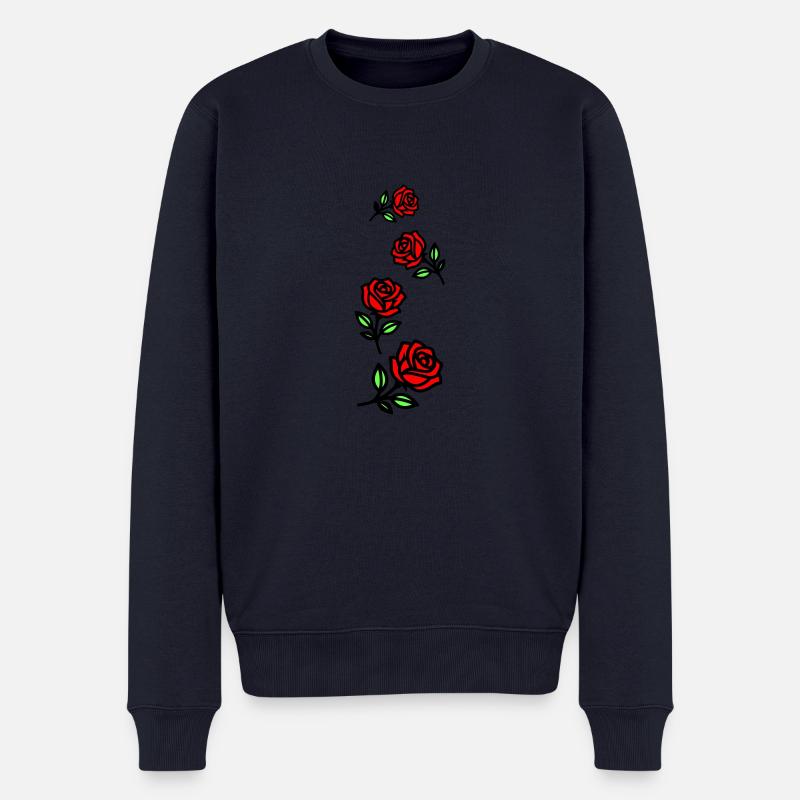 Rosen Blumen - Männer Premium Bio Pullover - Navy
