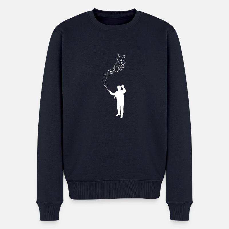 Dirigent - Maestro - Noten - weiß - Männer Premium Bio Pullover - Navy
