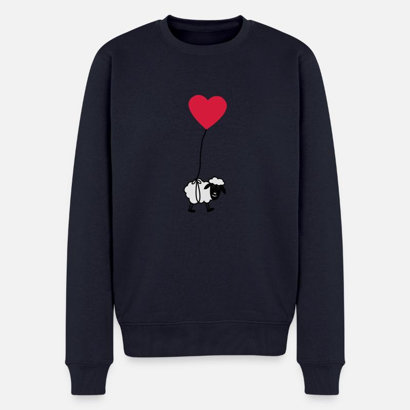 sheep_with_heart - Männer Premium Bio Pullover - Navy
