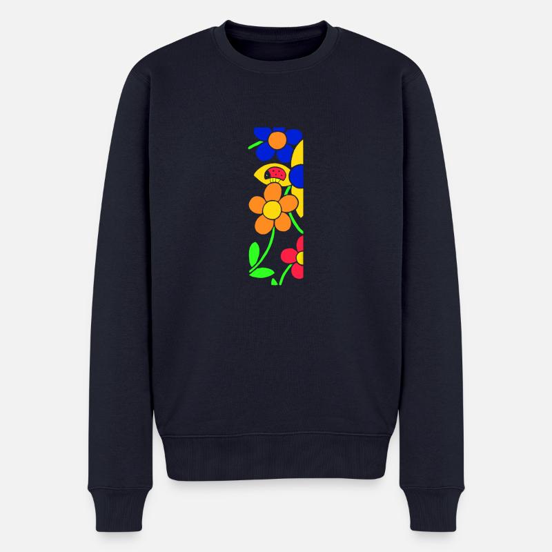 Marienkäfer mit Blumen - Männer Premium Bio Pullover - Navy