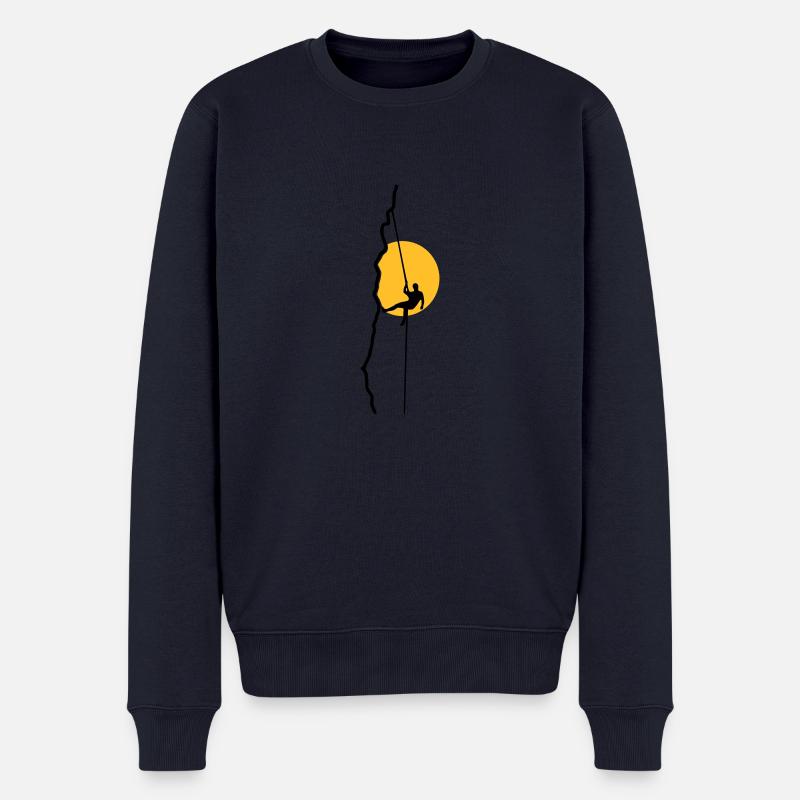 Grimpeur rappel au coucher du soleil - Pull Premium bio Homme - bleu marine