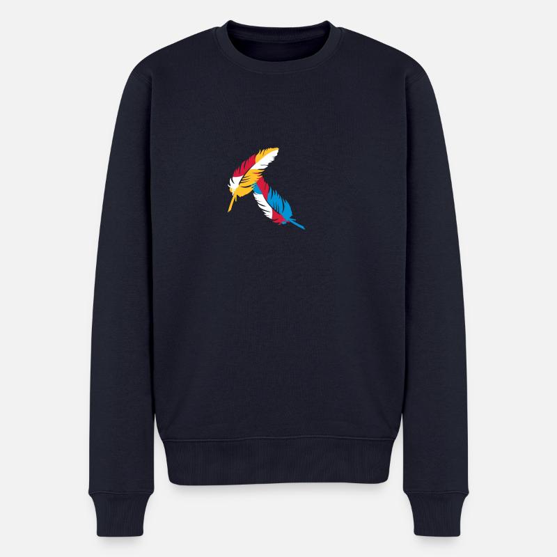 bunte Feder - Männer Premium Bio Pullover - Navy