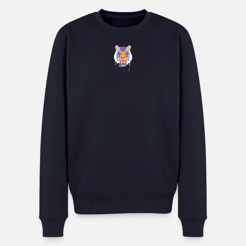 Tiger malen - Männer Premium Bio Pullover - Navy
