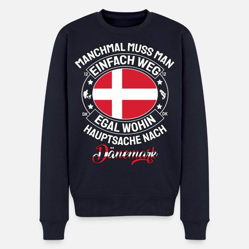Manchmal weg Hauptsache Dänemark Spruch - Männer Premium Bio Pullover - Navy