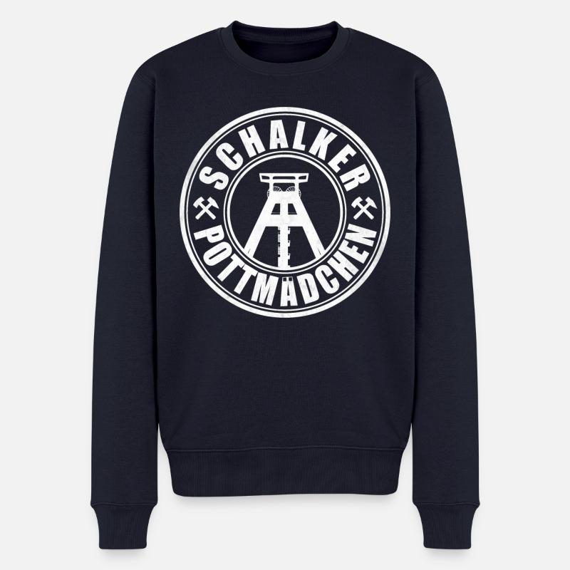 Schalker Pottmädchen | Ruhrpott Mädchen - Männer Premium Bio Pullover - Navy