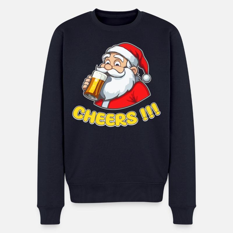 Weihnachtsmann mit Bier Cheers!!! - Männer Premium Bio Pullover - Navy