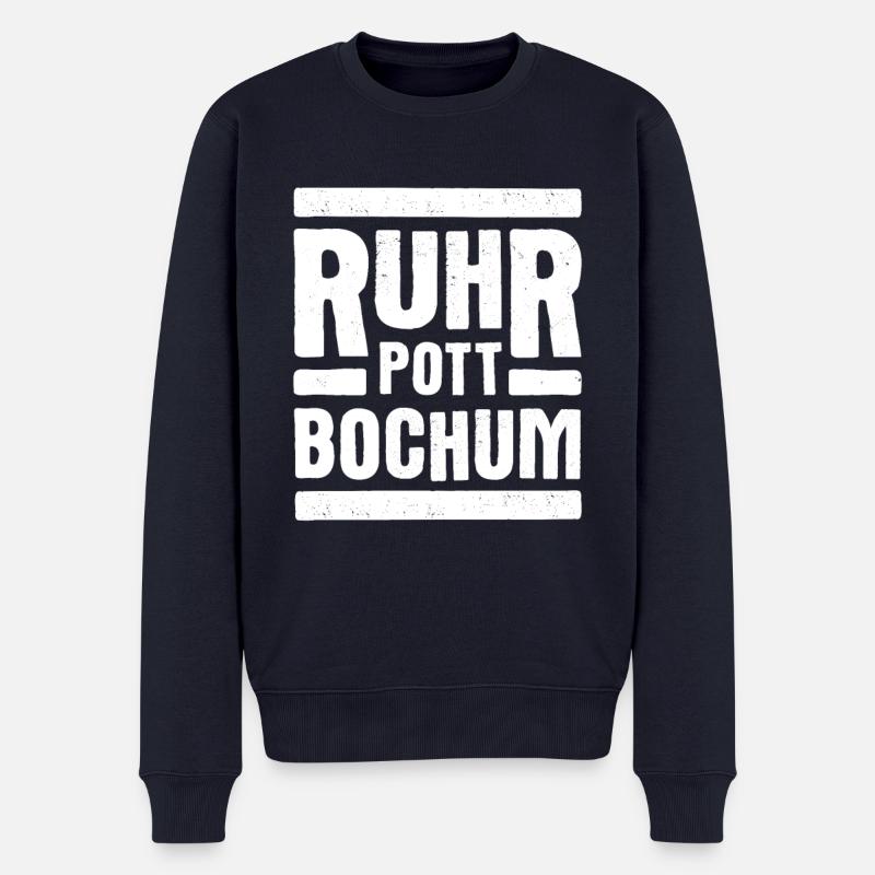 Ruhrpott Bochum Motiv Weiß - Männer Premium Bio Pullover - Navy