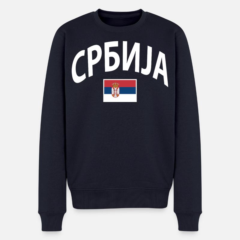Serbien  - Männer Premium Bio Pullover - Navy