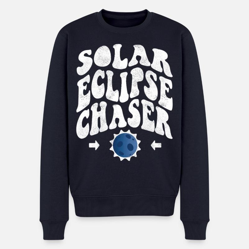 Chasseur d’éclipse solaire blanc - Pull Premium bio Homme - bleu marine