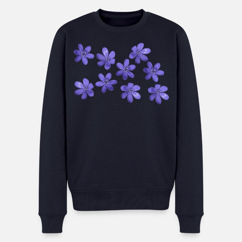 Leberblümchen retro design flowers Garten März - Männer Premium Bio Pullover - Navy