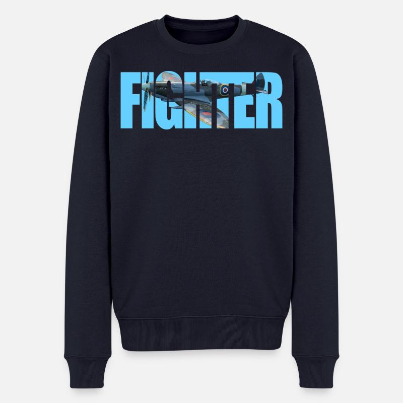 Fighter Spitfire - Männer Premium Bio Pullover - Navy