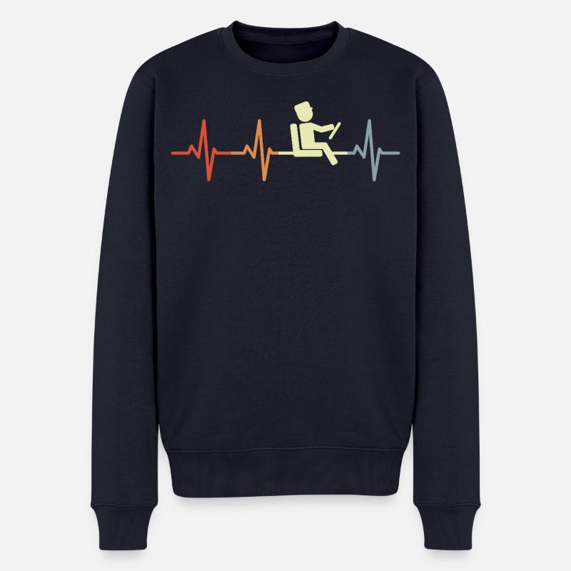 Herzschlag Busfahrer - Männer Premium Bio Pullover - Navy