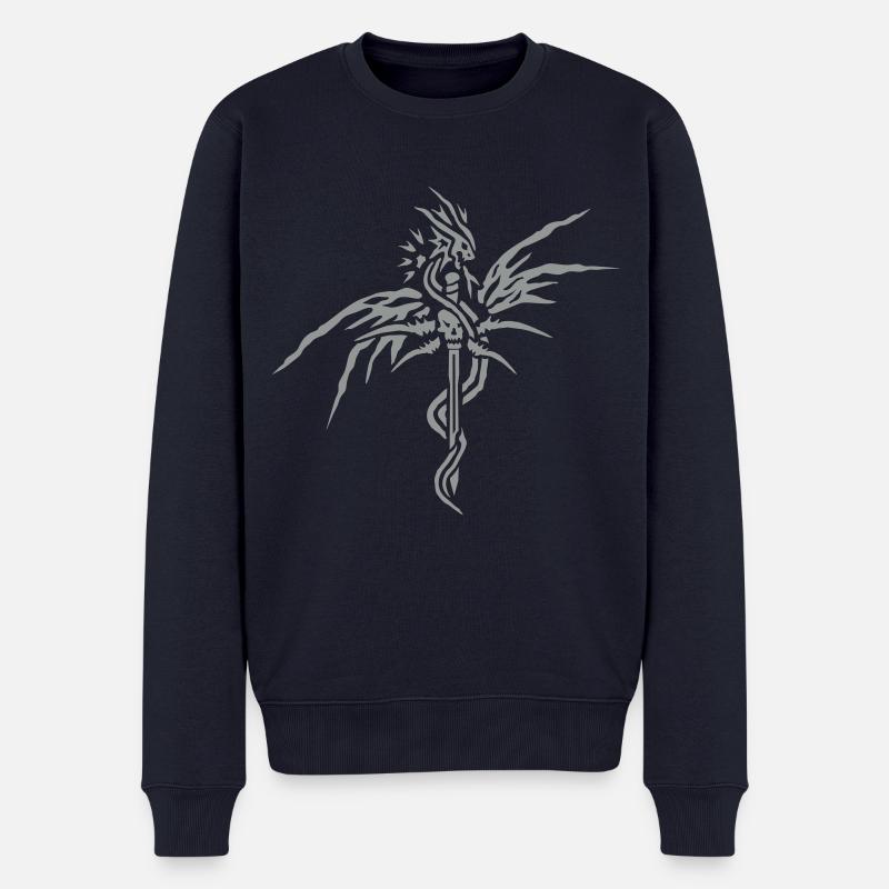 Dragon Sword by PurpleBlackDesign - Männer Premium Bio Pullover - Navy