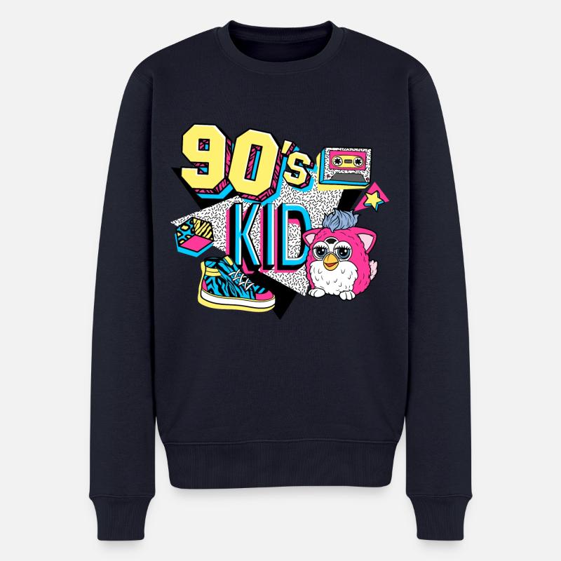 Furby 90's Kid Mit Furby Rosa - Männer Premium Bio Pullover - Navy