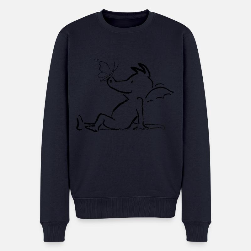 TABALUGA Mit Schmetterling Auf Der Nase - Männer Premium Bio Pullover - Navy