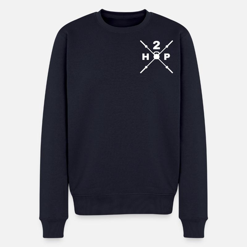 BARBELL white LOGO - Männer Premium Bio Pullover - Navy