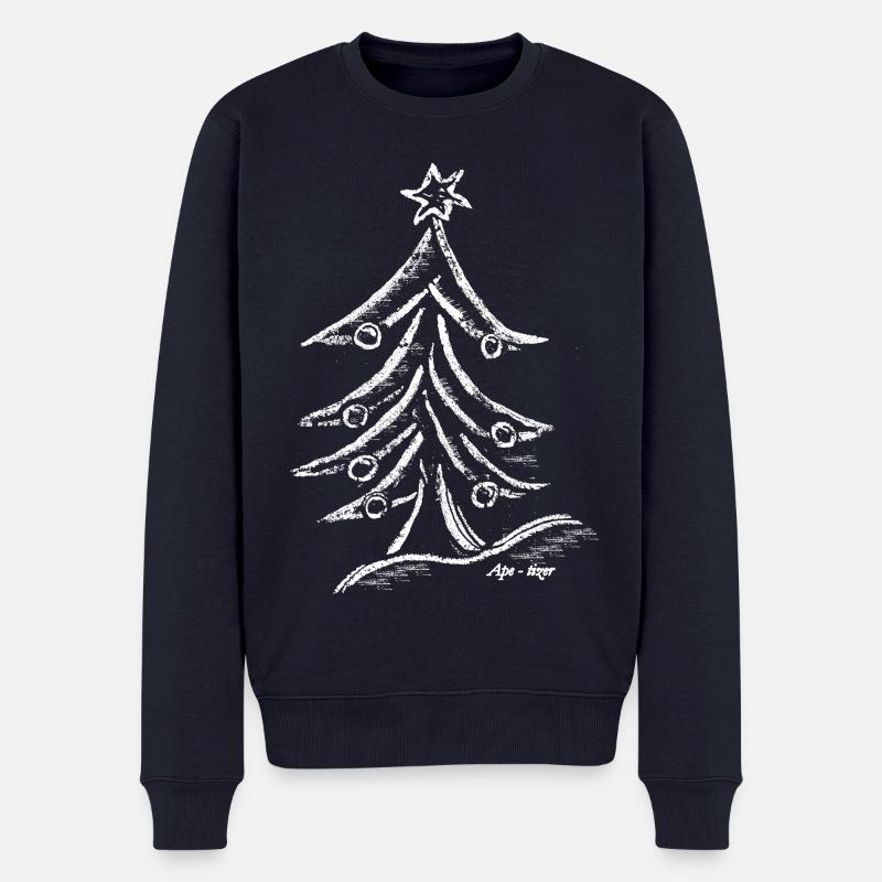 Silhouette d’arbre de Noël avec étoile - Pull Premium bio Homme - bleu marine