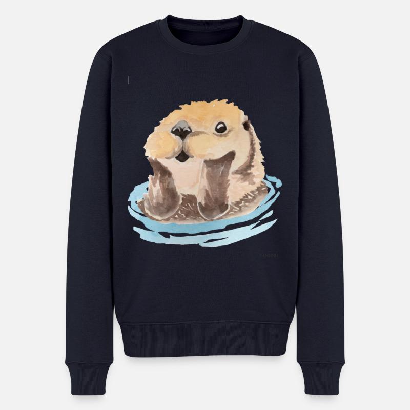 Otter Tier Marder Schwimmen Wasser Geschenk - Männer Premium Bio Pullover - Navy