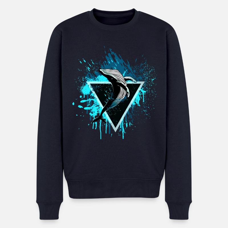 Baleine avec triangle - Pull Premium bio Homme - bleu marine